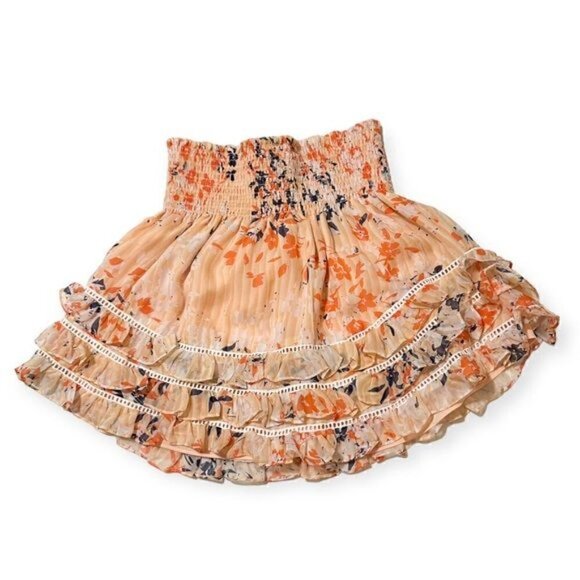 New with tag  Ramy Brook Dixie Smocked Ruffle Silk Mini Skirt, Floral, Size S - Picture 4 of 11